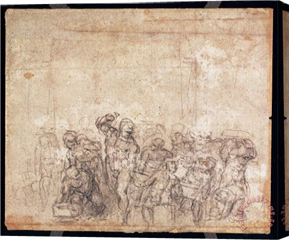 Michelangelo Buonarroti Study of Figures for a Narrative Scene Stretched Canvas Painting / Canvas Art