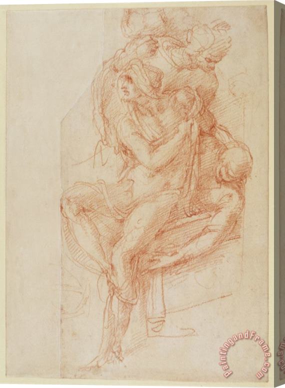 Michelangelo Buonarroti Study of Lazarus And Two Attendant Figure Stretched Canvas Painting / Canvas Art