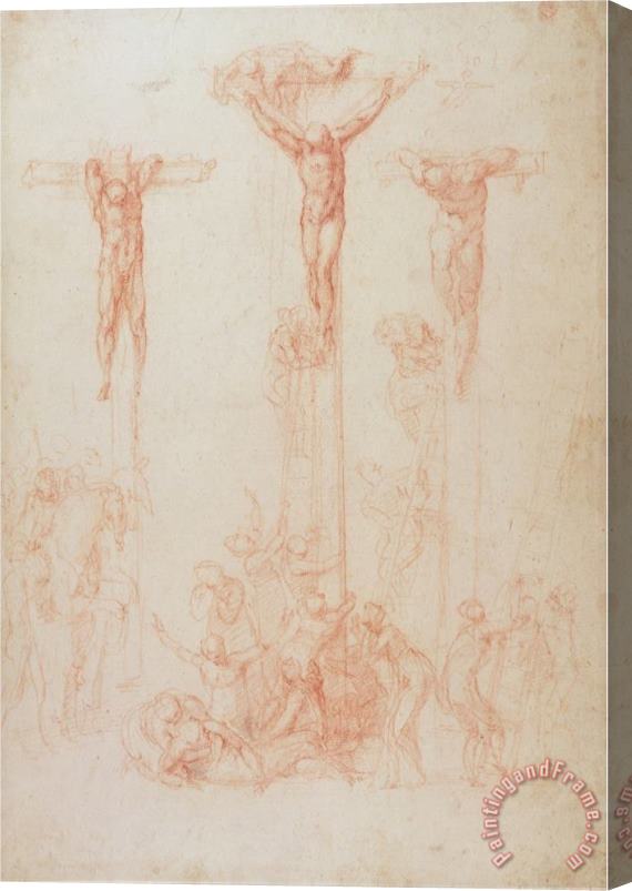 Michelangelo Buonarroti Study of Three Crosses Stretched Canvas Painting / Canvas Art