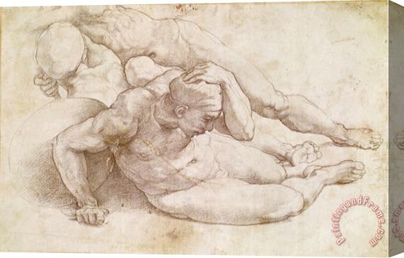 Michelangelo Buonarroti Study of Three Male Figures Stretched Canvas Print / Canvas Art