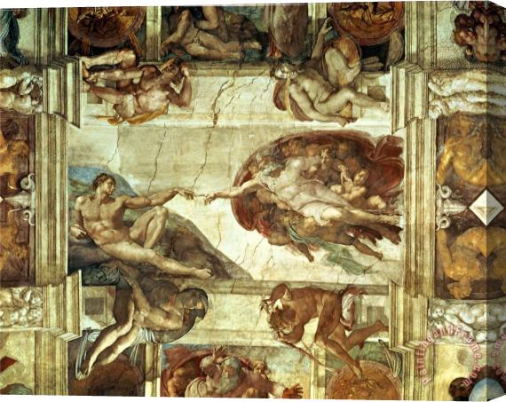 Michelangelo Buonarroti The Creation of Adam Detail From The Sistine Ceiling 1511 12 Fresco Stretched Canvas Print / Canvas Art