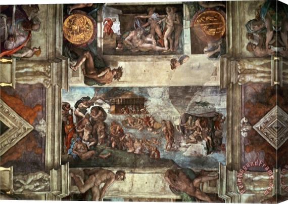 Michelangelo Buonarroti The Sistine Chapel Noah S Drunkenness The Flood Stretched Canvas Print / Canvas Art
