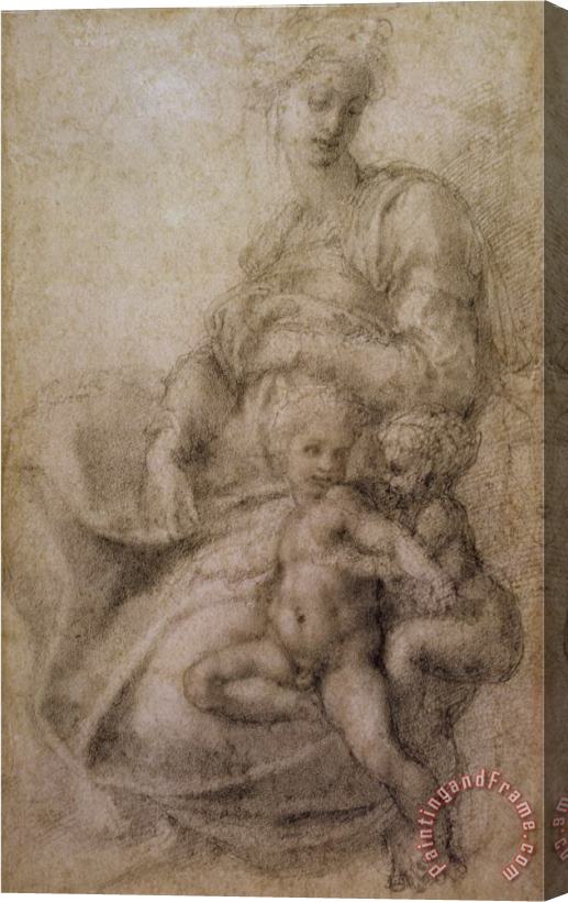 Michelangelo Buonarroti The Virgin And Child with The Infant Baptist C 1530 Stretched Canvas Painting / Canvas Art