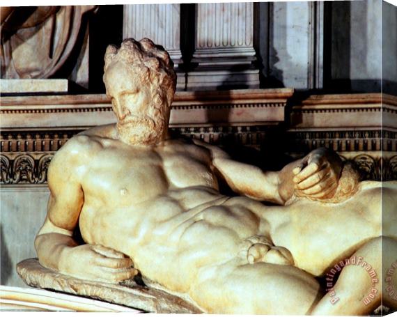 Michelangelo Buonarroti Tomb of Lorenzo De Medici Detail of Dusk Stretched Canvas Print / Canvas Art