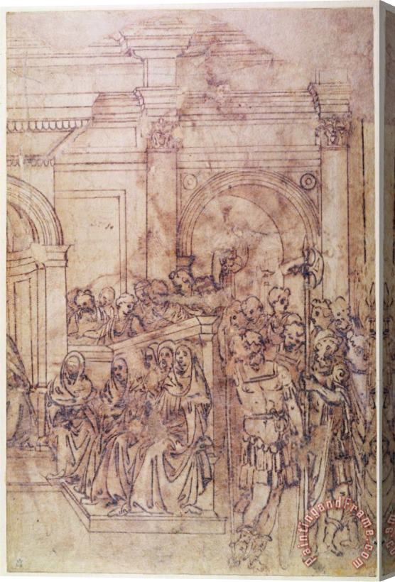 Michelangelo Buonarroti W 29 Sketch of a Crowd for a Classical Scene Stretched Canvas Print / Canvas Art