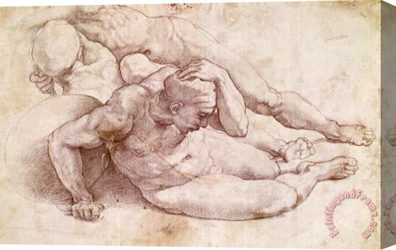 Michelangelo Study of Three Male Figures Stretched Canvas Print / Canvas Art