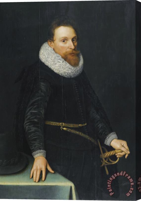 Michiel Jansz. Van Miereveld Portrait of a Gentleman, Three Quarter Length, Standing, Wearing a Black Tunic And White Ruff Stretched Canvas Print / Canvas Art