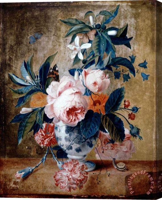 Michiel Van Huysum A Delft Vase with Flowers Stretched Canvas Painting / Canvas Art