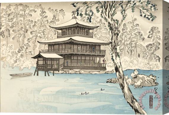 Miki Suizan Snow at Kinkakuji (kinkakuji No Yuki) Temple Stretched Canvas Painting / Canvas Art