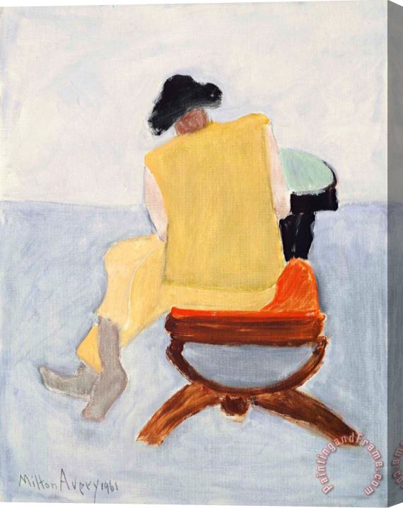 Milton Avery Girl on Red Stool, 1961 Stretched Canvas Painting / Canvas Art
