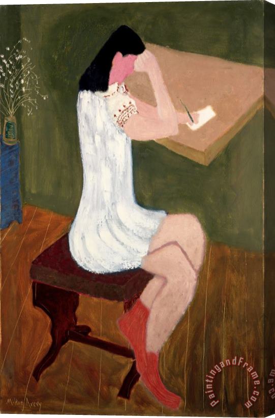 Milton Avery Girl Writing Stretched Canvas Print / Canvas Art