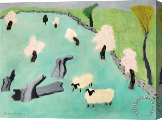 Milton Avery Landscape with Sheep, 1947 Stretched Canvas Painting / Canvas Art