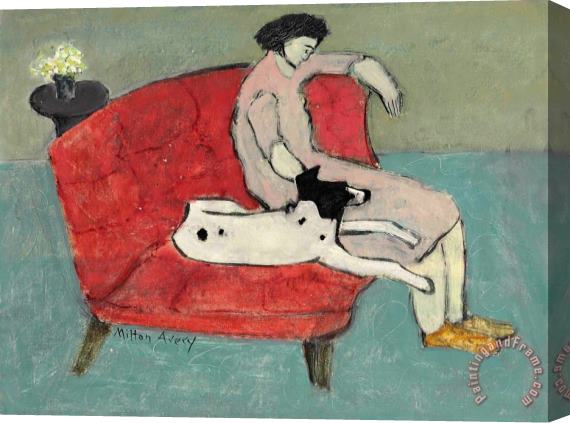 Milton Avery Seated Woman with Dog Stretched Canvas Print / Canvas Art