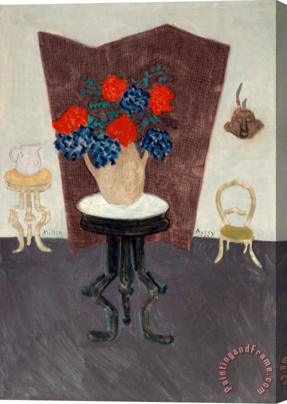 Milton Avery Still Life, Table And Screen, 1943 Stretched Canvas Painting / Canvas Art