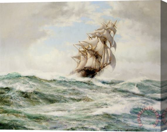 Montague Dawson The Sweep Stakers Driving Hard Stretched Canvas Print / Canvas Art