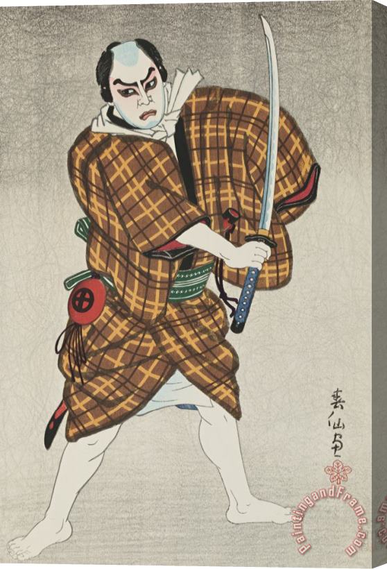 Natori Shunsen Onoye Kikugoro As Motoyemon in The Drama Tenkajaya Stretched Canvas Painting / Canvas Art