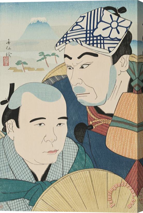 Natori Shunsen Soganoya Goro And Choroku in Hizakurige Stretched Canvas Painting / Canvas Art
