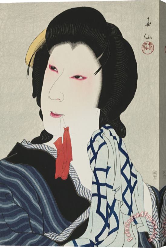 Natori Shunsen The Actor Ichikawa Kigan As Otomi Stretched Canvas Print / Canvas Art
