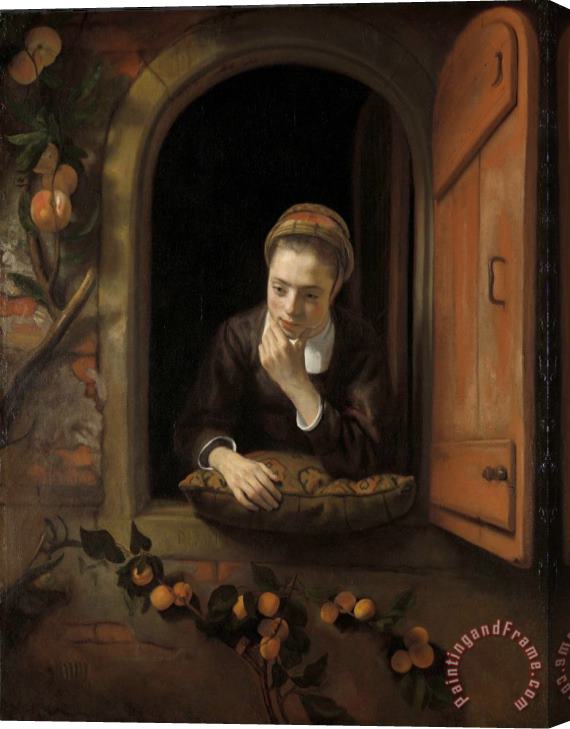 Nicolaes Maes Girl at a Window, Known As 'the Daydreamer' Stretched Canvas Print / Canvas Art