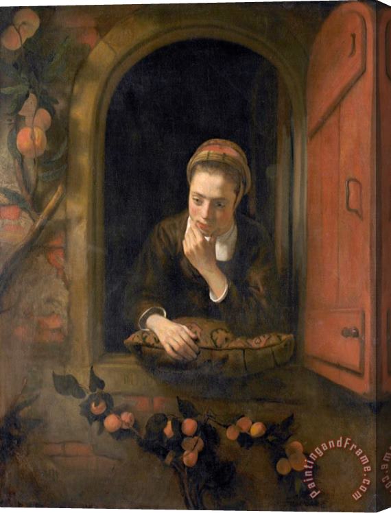 Nicolaes Maes Meisje Aan Het Venster, Bekend Als 'de Peinzende' Stretched Canvas Print / Canvas Art