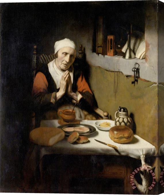 Nicolaes Maes Old Woman Saying Grace, Known As 'the Prayer Without End' Stretched Canvas Print / Canvas Art