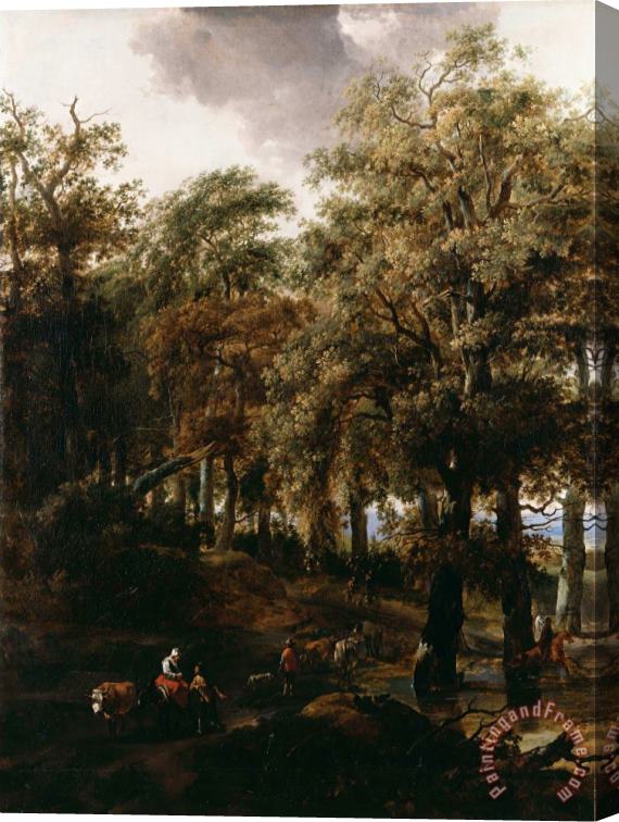 Nicolaes Pietersz Berchem A Road Through a Wood Stretched Canvas Painting / Canvas Art