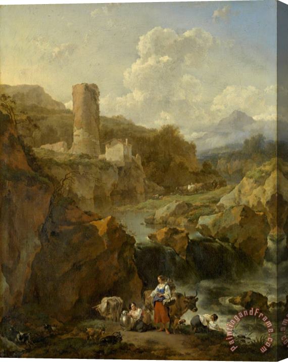 Nicolaes Pietersz Berchem Italian Landscape Stretched Canvas Painting / Canvas Art