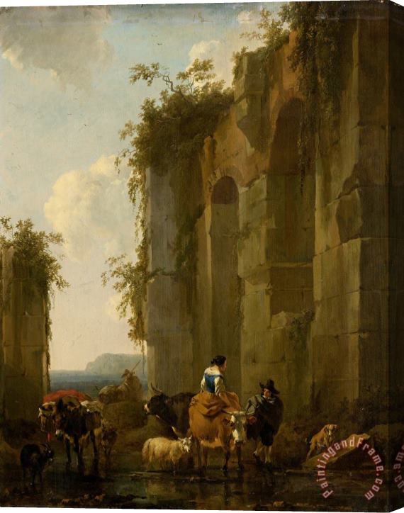 Nicolaes Pietersz Berchem Ruins in Italy Stretched Canvas Print / Canvas Art