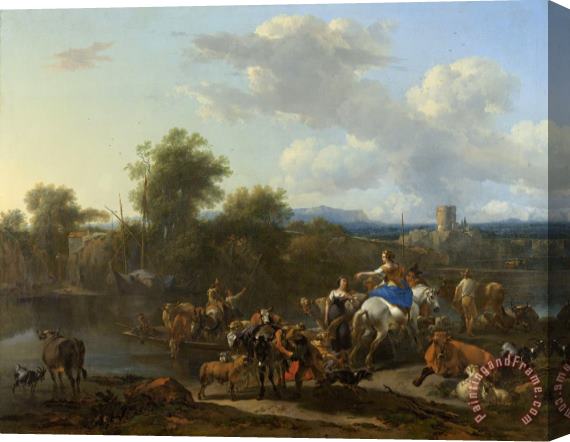 Nicolaes Pietersz Berchem The Cattle Ferry Stretched Canvas Painting / Canvas Art