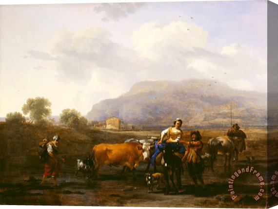 Nicolaes Pietersz Berchem Travelling Peasants (le Soir) Stretched Canvas Painting / Canvas Art