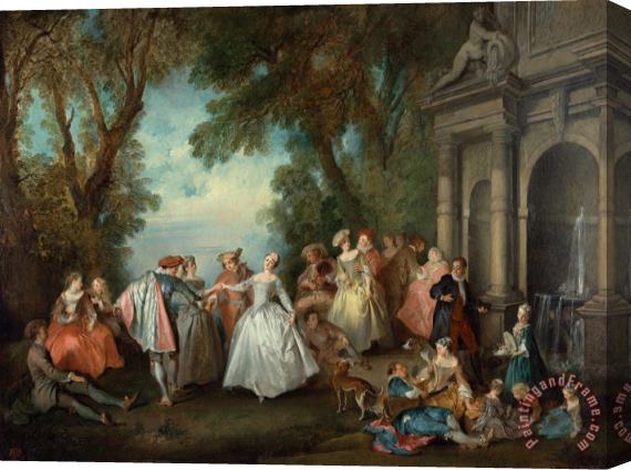 Nicolas Lancret Dance Before a Fountain Stretched Canvas Painting / Canvas Art