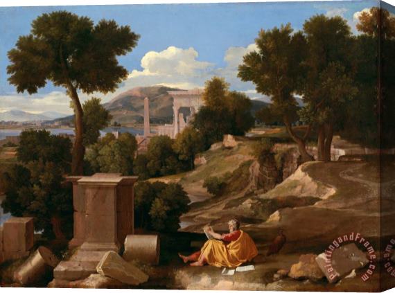 Nicolas Poussin Landscape with Saint John on Patmos Stretched Canvas Print / Canvas Art