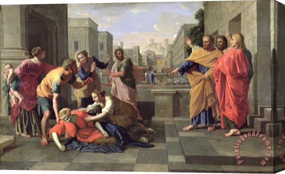 Nicolas Poussin The Death of Sapphira Stretched Canvas Print / Canvas Art