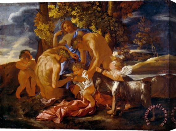 Nicolas Poussin The Nurture of Bacchus Stretched Canvas Painting / Canvas Art