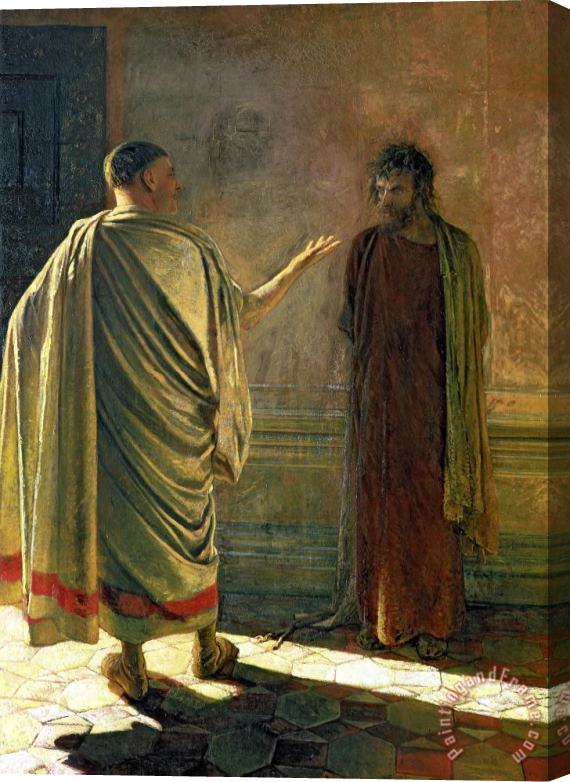 Nikolai Nikolaevich Ge What Is Truth Christ And Pilate Stretched Canvas Print / Canvas Art