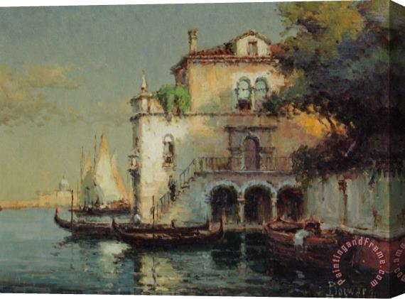 Noel Bouvard Venetian Backwater with Gondolas Stretched Canvas Painting / Canvas Art
