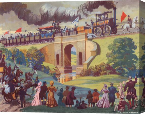 Norman Howard The Opening Of The Stockton And Darlington Railway Macmillan Poster Stretched Canvas Painting / Canvas Art