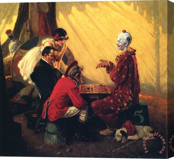 Norman Rockwell Checkers Stretched Canvas Print / Canvas Art
