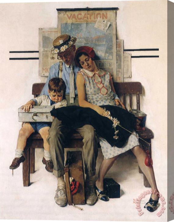 Norman Rockwell Family Home From Vacation Stretched Canvas Painting / Canvas Art