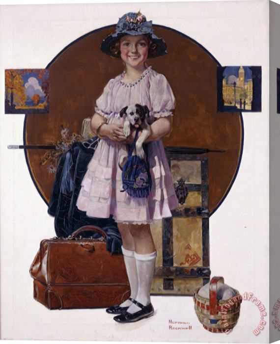 Norman Rockwell Vacation's Over (girl Returning From Summer Trip) 1921 Stretched Canvas Painting / Canvas Art