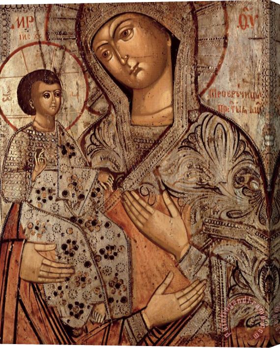 Novgorod School Icon Of The Blessed Virgin With Three Hands Stretched Canvas Painting / Canvas Art