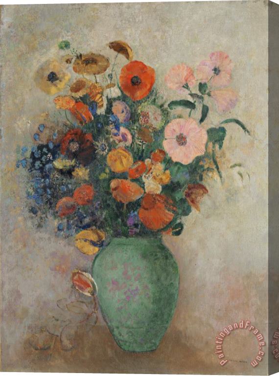 Odilon Redon Bouquet of Flowers in a Green Vase Stretched Canvas Print / Canvas Art
