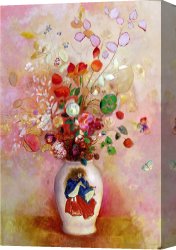 Edna Smith in a Japanese Wrap Canvas Prints - Bouquet Of Flowers In A Japanese Vase by Odilon Redon