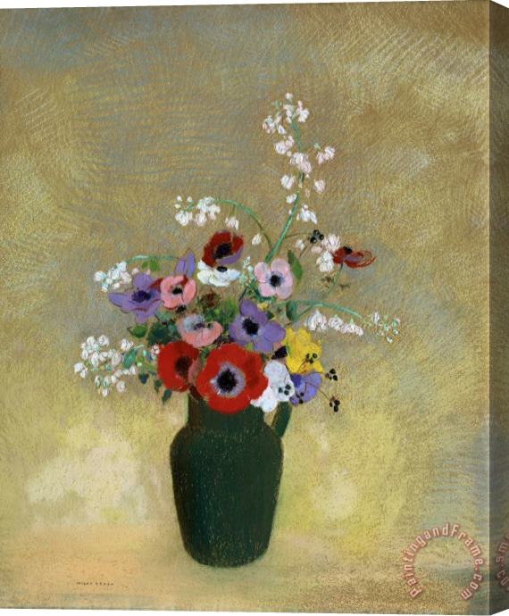 Odilon Redon Large Green Vase with Mixed Flowers Stretched Canvas Painting / Canvas Art