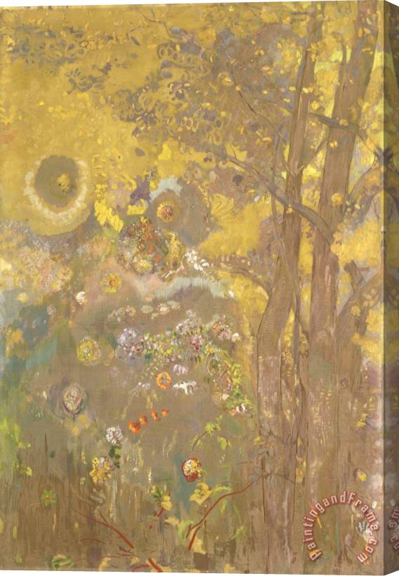 Odilon Redon Trees on a Yellow Background Stretched Canvas Painting / Canvas Art