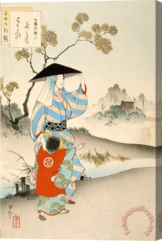 Ogata Gekko Woman And Child Stretched Canvas Print / Canvas Art