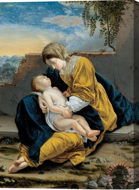 Orazio Gentileschi Madonna And Child in a Landscape Stretched Canvas Painting / Canvas Art