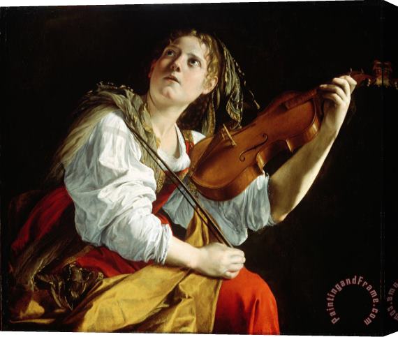 Orazio Gentileschi Young Woman with a Violin Stretched Canvas Print / Canvas Art