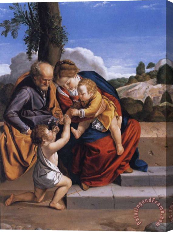 Orazio Gentleschi Holy Family with The Infant Saint John The Baptist Stretched Canvas Print / Canvas Art