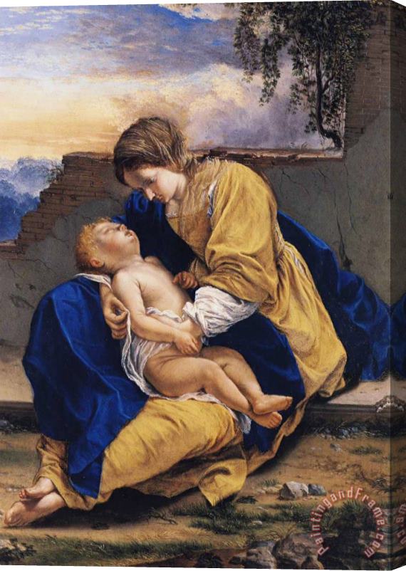 Orazio Gentleschi Madonna And Child in a Landscape Stretched Canvas Painting / Canvas Art